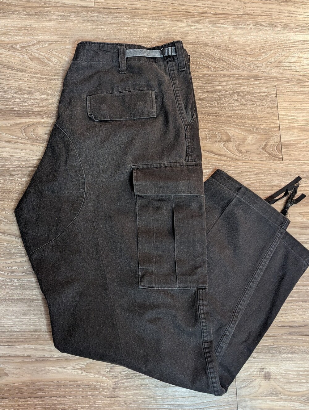Vintage Military Tactical Cargo Pants Faded Distressed Black L